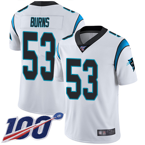 Carolina Panthers Limited White Youth Brian Burns Road Jersey NFL Football #53 100th Season Vapor Untouchable->carolina panthers->NFL Jersey